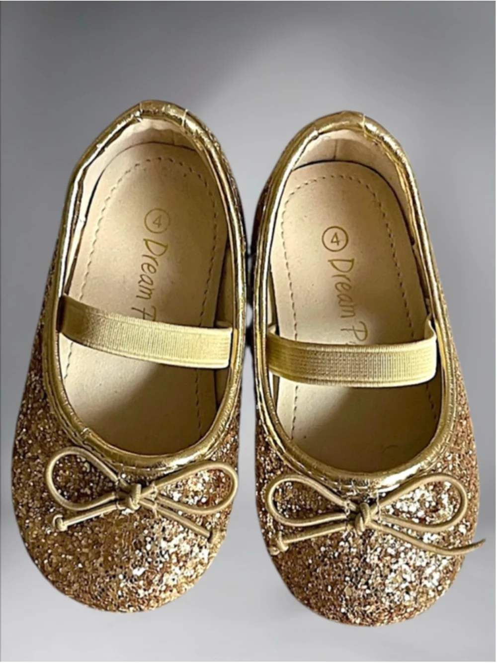 DREAM PAIRS “Belle” Toddler Girls Gold Glitter Ballet Flats – Size 4